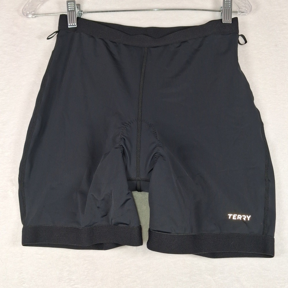 Terry Precision Cycling Padded Bike Shorts Black Womens XL Reflective Logo